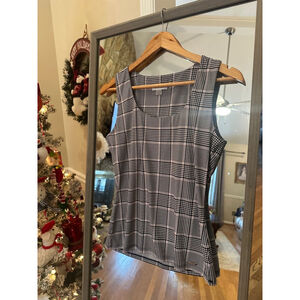 Calvin Klein Plaid  Top, Size S, Black and Pink